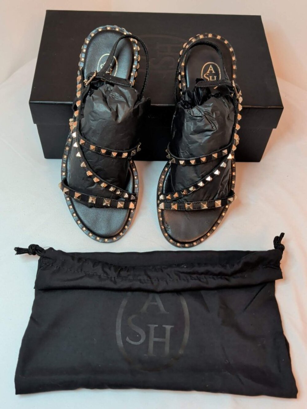 Ash Black and Gold Peace Leather Sandals - Picture 4 of 8